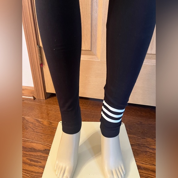 adidas Black Leggings with White Stripes - Picture 2 of 4